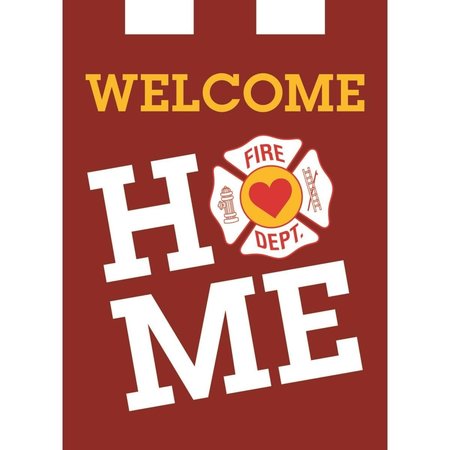 MAGNOLIA GARDEN FLAGS 13 x 18 in Fire Fighter Welcome Burlap Garden Flag M010013